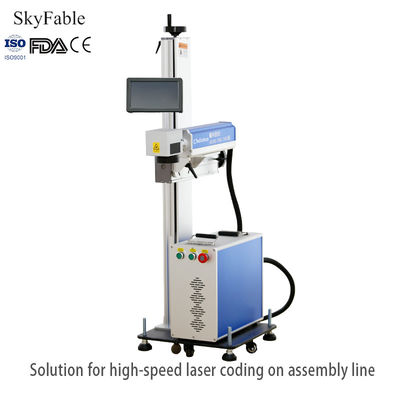 Buon prezzo Macchina di marcatura di volo laser farmaceutica raffreddamento dell'aria 20W 30W 50W Standard FDA in linea