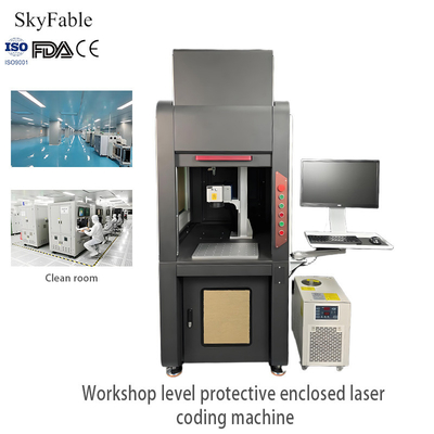 Bom preço Nível de proteção de oficina Máquina de codificação a laser fechada 20W IP54 Nível de proteção on-line