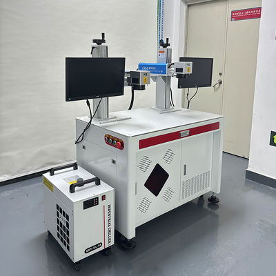 Goede prijs Dual-Head Dual-Station Fiber Laser Marking Machine met 100000hours Laser Life 0.05mm Spot Size en ≤7000mm/s Gravure Speed online