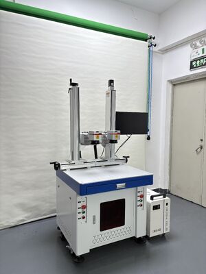 良い値段 工業級のダブルヘッドUVレーザーマーキングマシン,ダブルステーション同期と355nmUV冷光,高精度マーキング オンライン