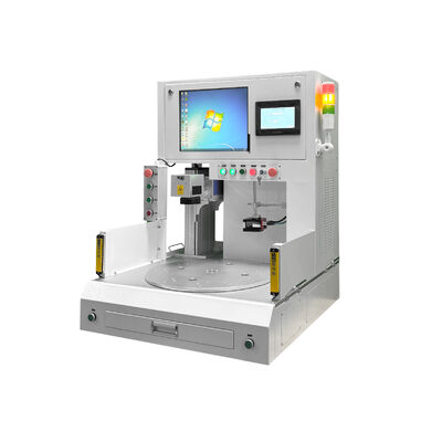 Bon prix Machine de marquage laser à fibre à plateau tournant à quatre stations avec multi-stations automatiques et haute précision de 0,01 mm pour un marquage par lots efficace en ligne